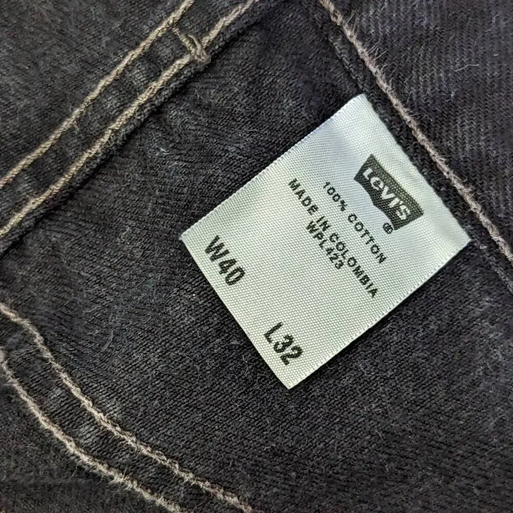 Vintage Y2K Levi 501 Jeans Black Faded Colombia Button Fly Mens 40 Pant Denim